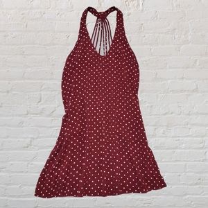 American Eagle polka dot dress maroon white